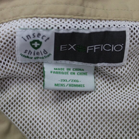 Exofficio Insect Shield Shirt Mens 2XL XXL Tan Vented Snap Button Long Sleeve - Picture 8 of 14